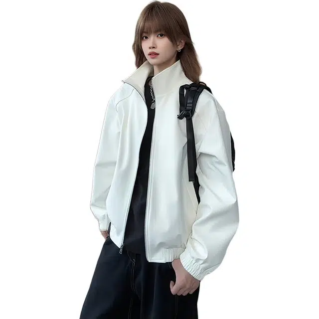 单爵 美式简约外套男款秋季高级感硬挺工装复古夹克 男女同款