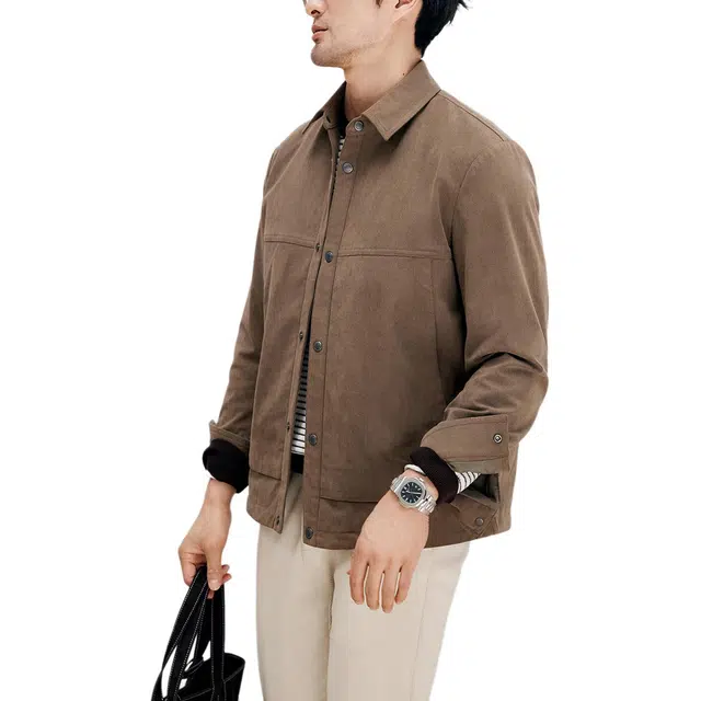 丹宁哲学 高档抗皱棉感纯色常规长袖翻领标准夹克 男款