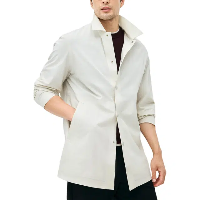 丹宁哲学 都市穿梭者系列 防风科技无缝贴合工艺春季纯色长袖翻领标准风衣 男款