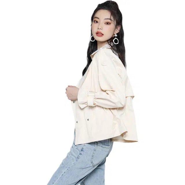 美丽衣橱 高级感时尚百搭显瘦英伦休闲夹克外套 女款 杏色