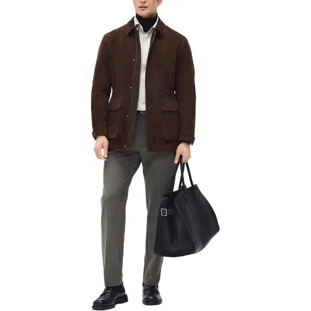 丹宁哲学 都市游猎 新西兰反绒绵羊皮 轻奢贵族皮衣 男款