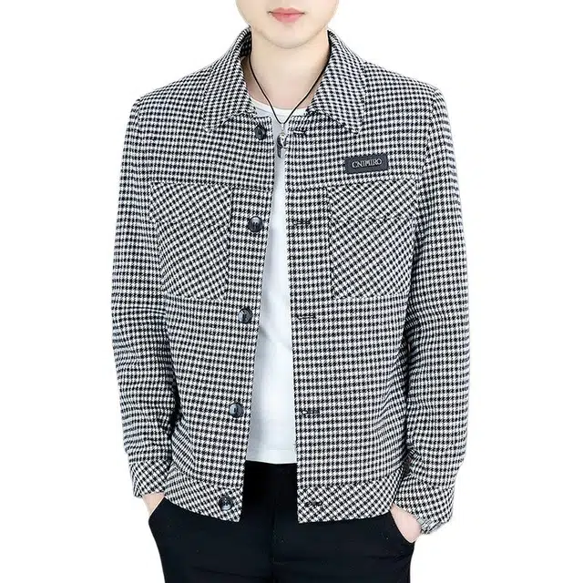 太子龍 千鸟格翻领春秋季衣服夹克外套 男款