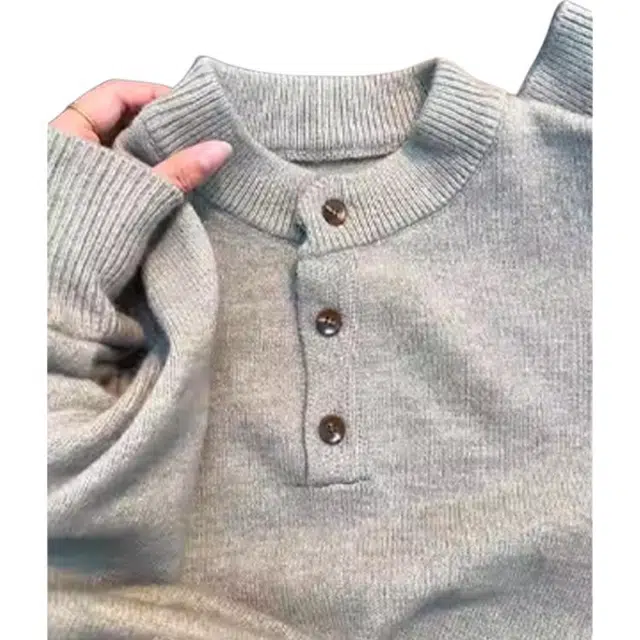 单爵 美式复古亨利领毛衣男款针织衫 男女同款