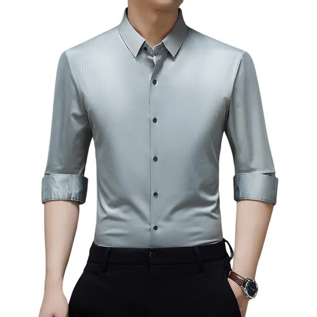 卡丹狄诺 无痕垂顺轻商务休闲百搭经典纯色衬衣男简约舒适亲肤春秋季长袖衬衫 男款