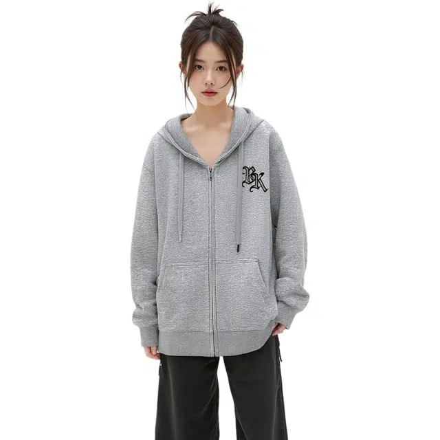 大卫贝肯 运动百搭休闲字母印花小众设计感舒适通勤柔软开衫套头连帽卫衣 男女同款