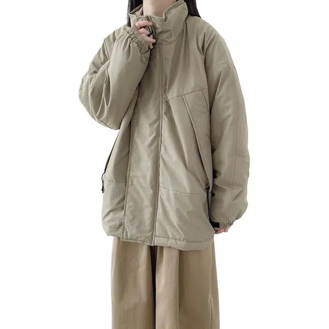 极限涡轮 复古街头厚款立领工装棉服 男女同款