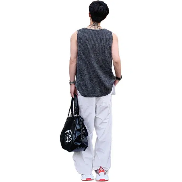 颂希尔 小众高级无袖运动修身简约纯色圆领打底衫背心 男女同款