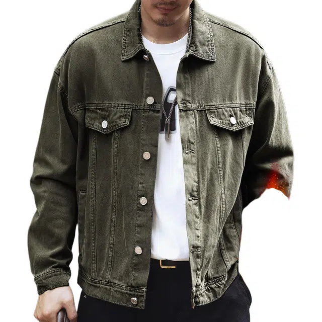格蓝鹿 高街休闲百搭纯色工作服潮流复古牛仔夹克外套 男女同款