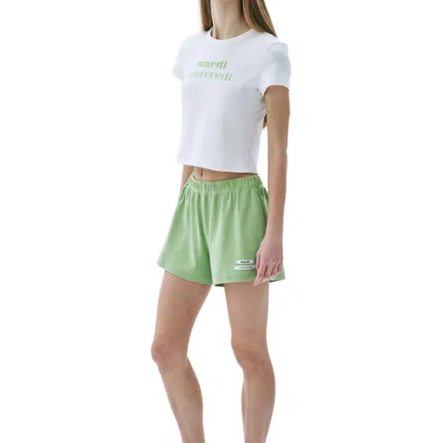 MARDI MERCREDI CROPPED FITTED TSHIRT DOUBLE LOGO SS25T