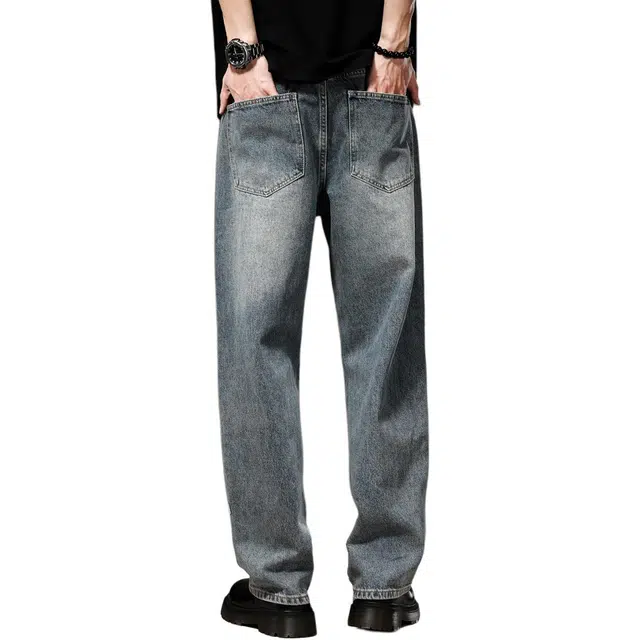 贵色 高街美式直筒垂感流行复古户外运动透气宽松牛仔裤 男女同款