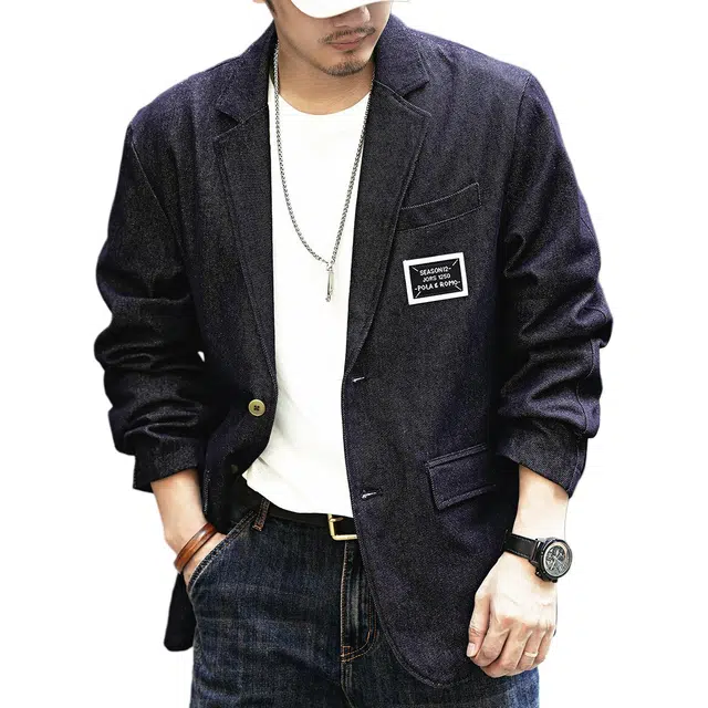 格蓝鹿 休闲百搭宽松长袖西装 男女同款 蓝色