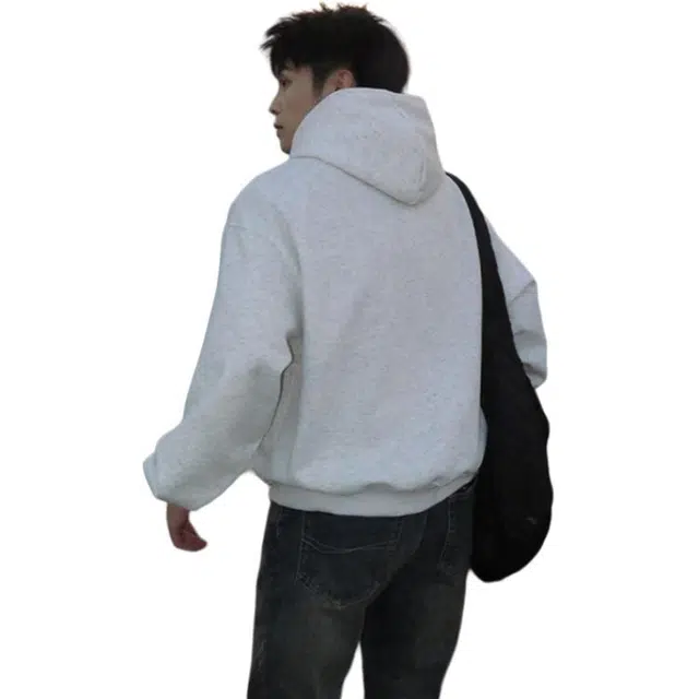 单爵 短款男连帽春秋外套美式硬挺内搭帽衫卫衣 男女同款