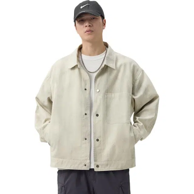 希越 日系少年感长袖男生秋季潮牌宽松渲染工装衬衣服休闲文艺风钮扣外套衬衫 男款