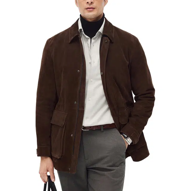 丹宁哲学 都市游猎 新西兰反绒绵羊皮 轻奢贵族皮衣 男款