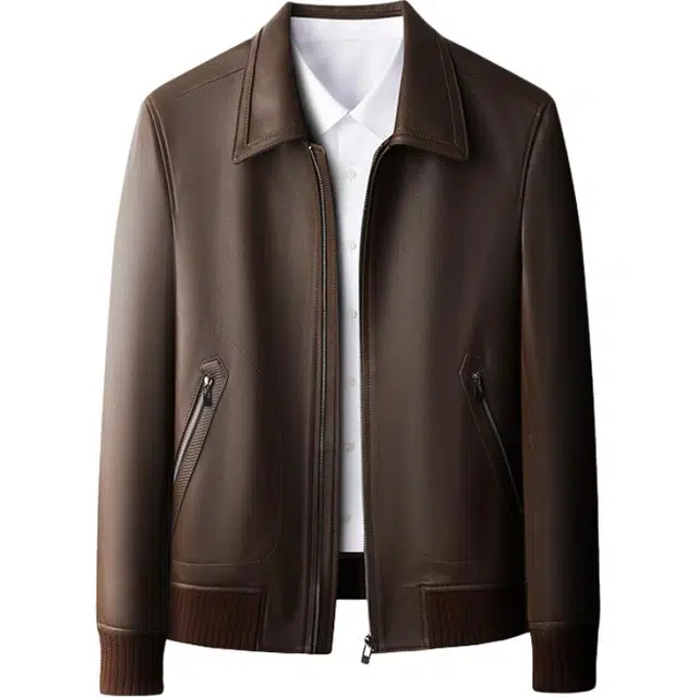 太子龍 高端轻奢绵羊皮外套中年爸爸春秋季商务休闲翻领皮衣 男款