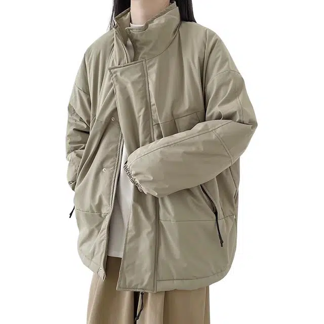 极限涡轮 复古街头厚款立领工装棉服 男女同款