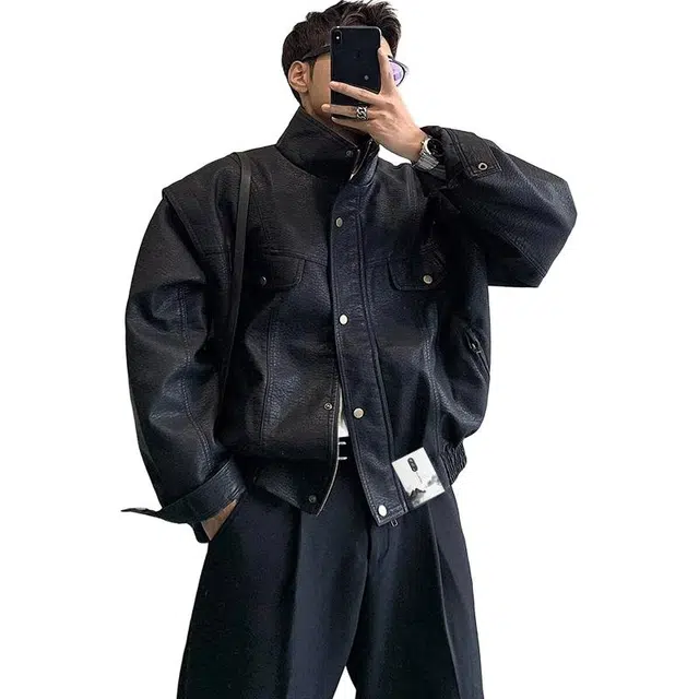 【复古做旧美拉德色系机车外套】布客行 酷飒不羁狂野硬朗摇滚叛逆霸气有型基础防风宽松短款潮酷前卫翻领百搭皮衣夹克 男女同款