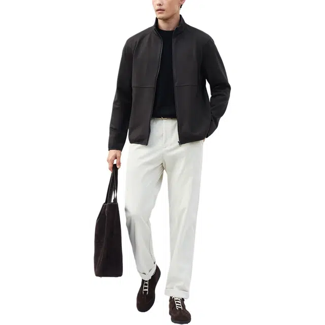 丹宁哲学 羊毛复合防风加厚秋季纯色常规标准商务风夹克外套 男款