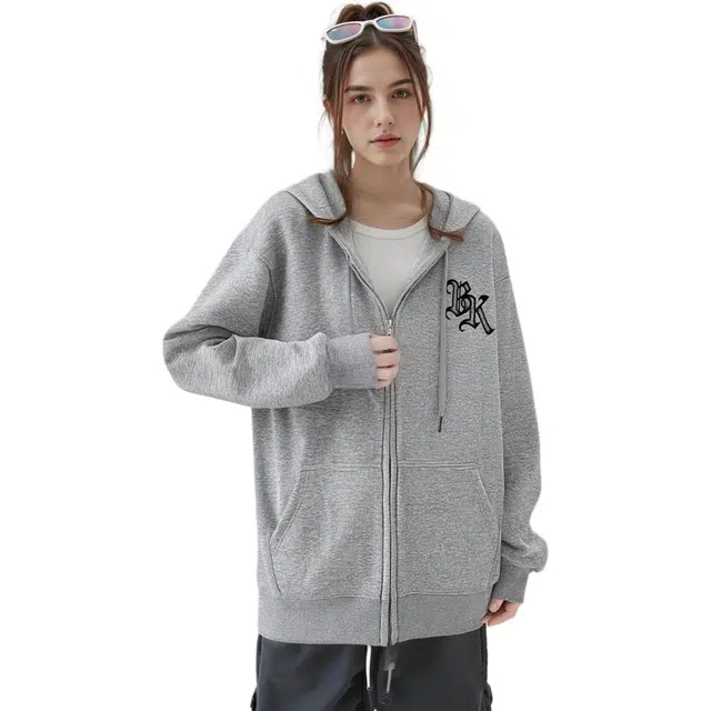 大卫贝肯 运动百搭休闲字母印花小众设计感舒适通勤柔软开衫套头连帽卫衣 男女同款