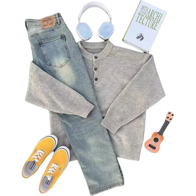 单爵 美式复古亨利领毛衣男款针织衫 男女同款