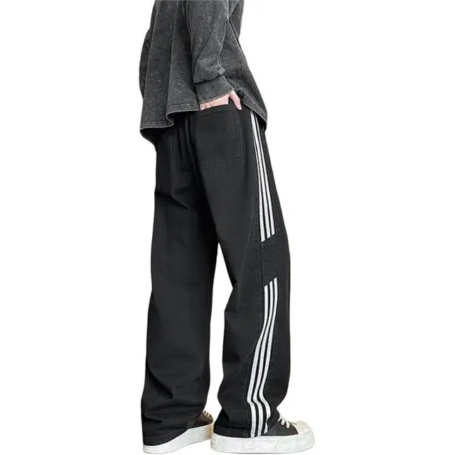 特斯型 高个子加长牛仔裤男士春秋直筒宽松阔腿裤美式裤子秋冬加绒长裤 男款