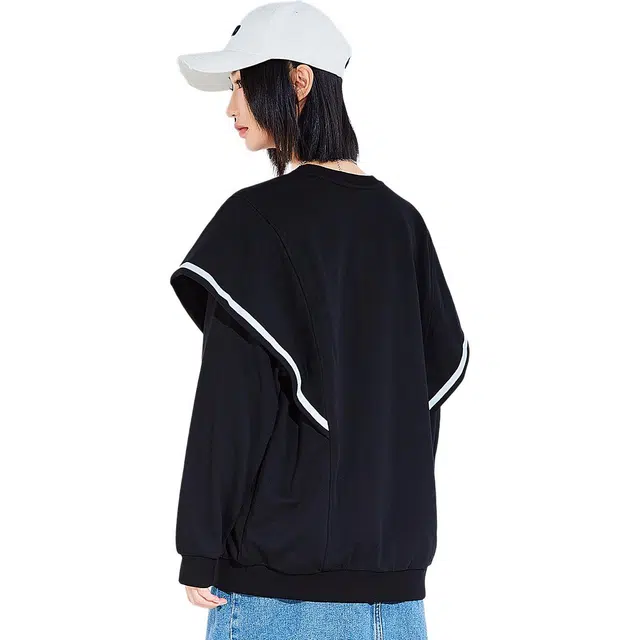 木果果木 春,秋,冬 复古时尚圆领字母设计感小众卫衣 宽松 女款 黑色