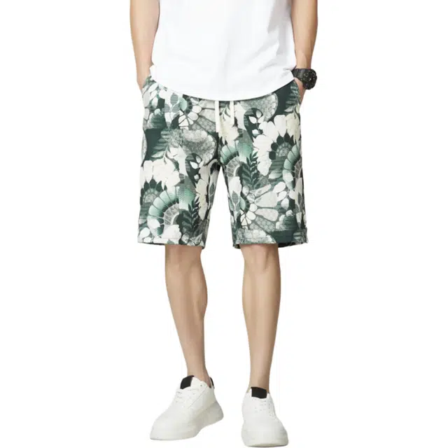 稻草人 海边夏季透气冰感舒适沙滩裤潮流宽松五分裤休闲短裤 男女同款