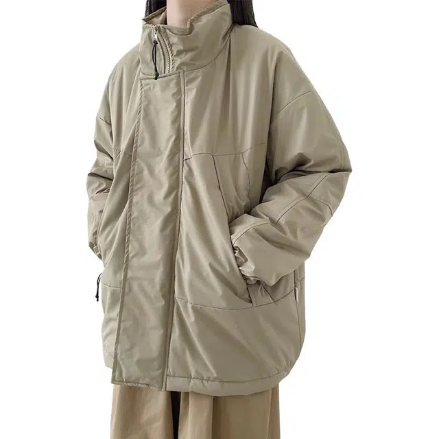 极限涡轮 复古街头厚款立领工装棉服 男女同款