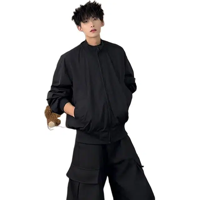 单爵 短款飞行员外套男秋季潮牌美式廓形三防立领夹克 男女同款