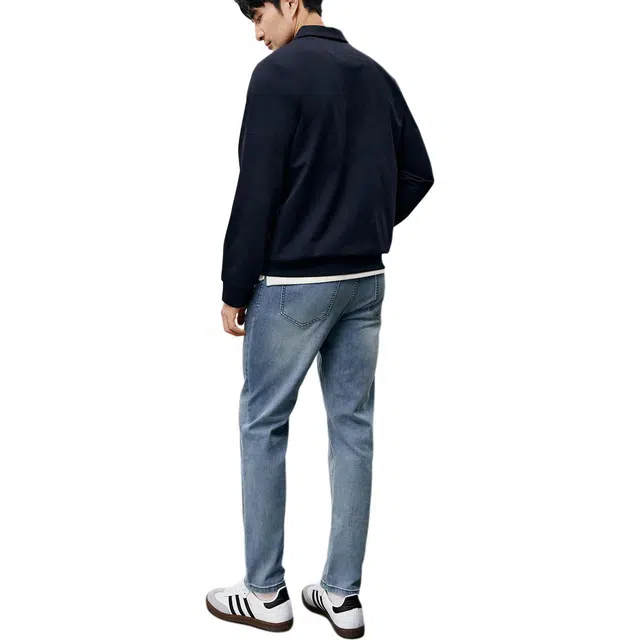 丹宁哲学 春季高档紧密弹力面料 百搭男士半开襟卫衣 男款