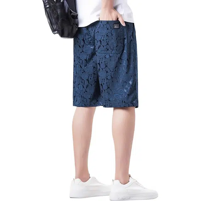 炳盛 薄款提花直筒百搭透气休闲短裤 男女同款