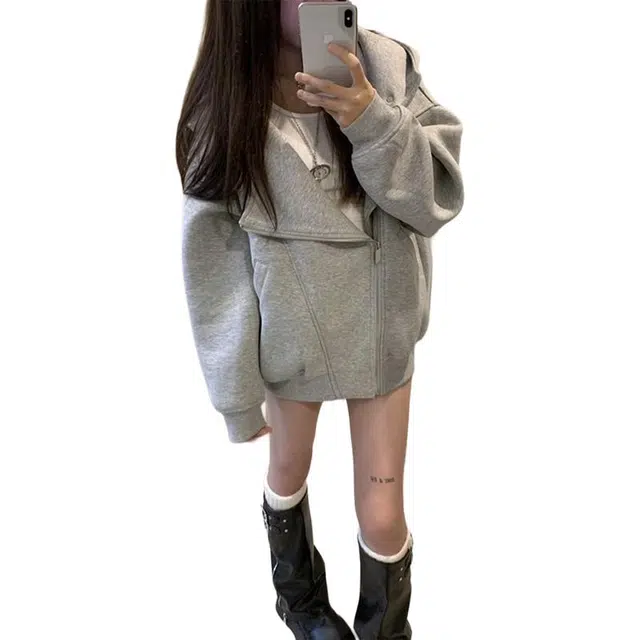 单爵 美式双拉链开衫连帽卫衣男春秋季潮流设计感情侣外套夹克 男女同款