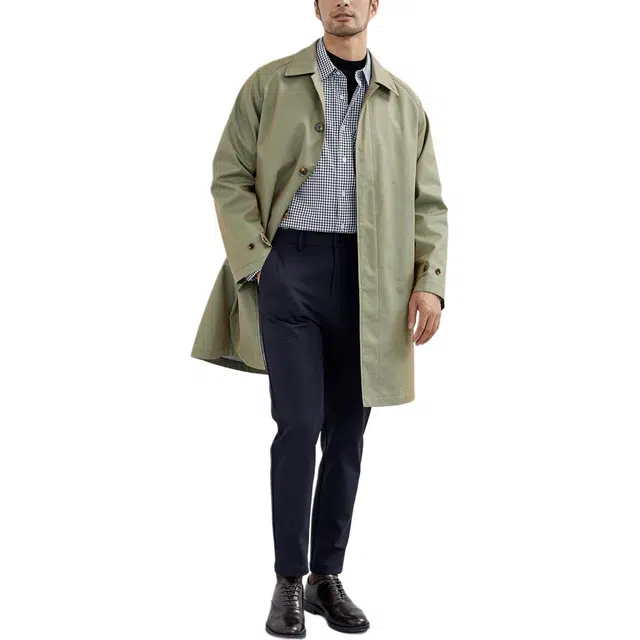 丹宁哲学 双色面料插肩袖宽松版型翻领风衣 男款