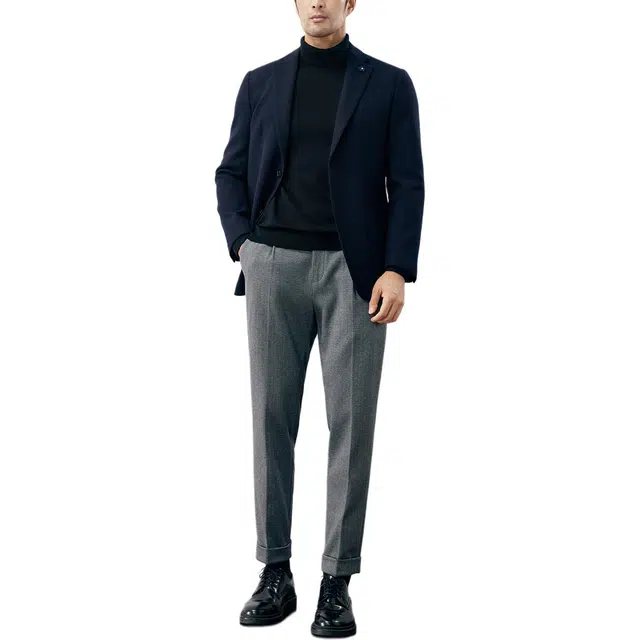 丹宁哲学 意式绅士 高端羊毛人字纹面料 秋冬男士修身西装 男款