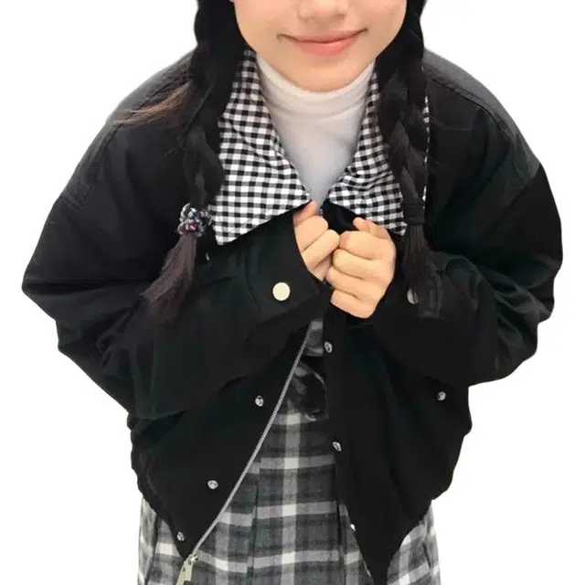 轻迎 美式格子拼接翻领宽松设计感外套夹克 女款