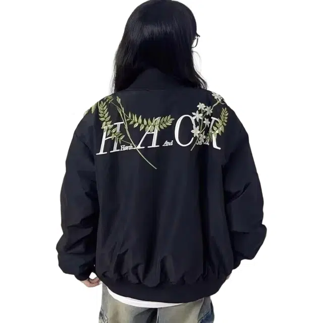 稻草人 美式复古花卉刺绣飞行员外套情侣春秋季潮牌帅气休闲百搭宽松棒球服夹克 男女同款