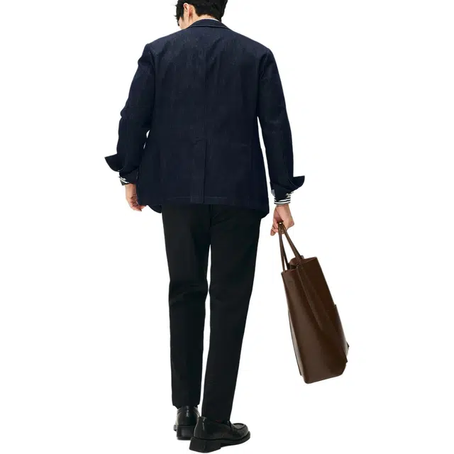 丹宁哲学 莱赛尔棉面料秋冬原色牛仔纯色长袖平驳领标准便服单西西装 男款