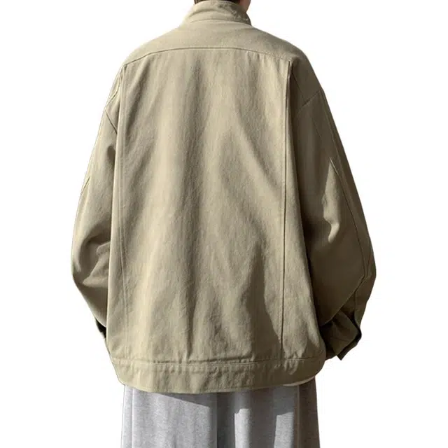 单爵 春秋季短款牛仔外套男美式男生哈灵顿夹克 男女同款