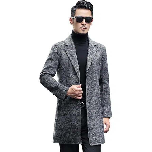 太子龍 双面呢外套中长款舒适格子高级感男大衣 男女同款