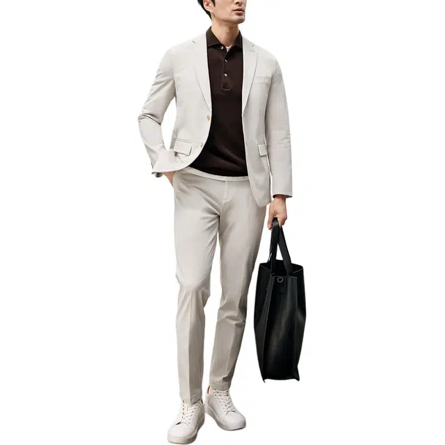 丹宁哲学 科技抗皱吸湿速干舒适弹力纯色长袖平驳领标准便服单西西装 男款