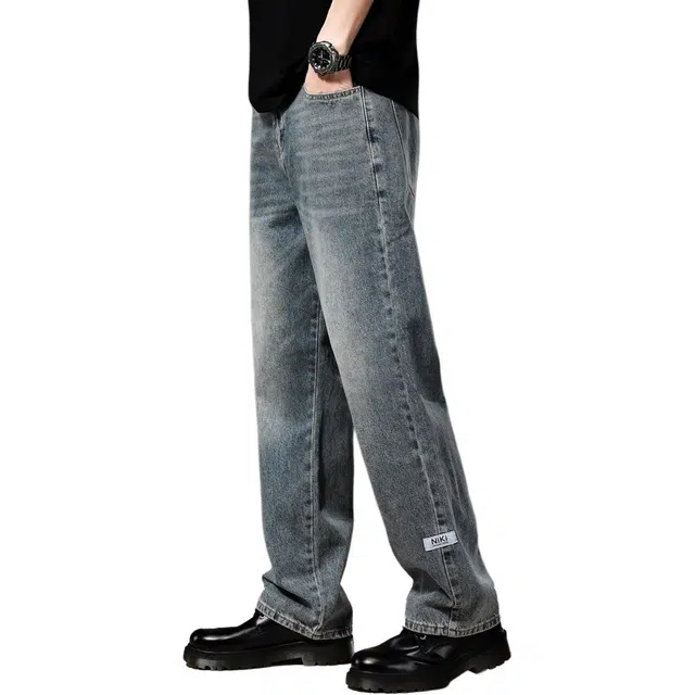 贵色 高街美式直筒垂感流行复古户外运动透气宽松牛仔裤 男女同款