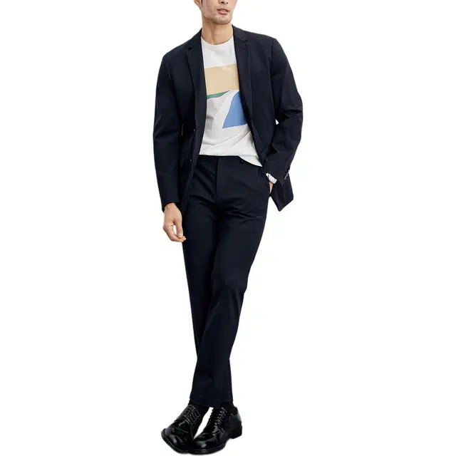 丹宁哲学 高端通勤易打理抗皱纯色长袖平驳领标准便服单西西装 男款