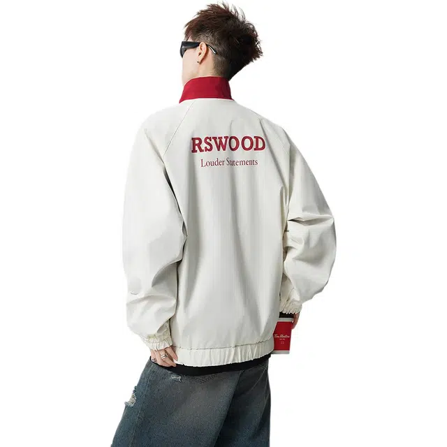 佐菲利 美式两面穿运动外套潮牌条纹撞色宽松休闲哈林顿上衣夹克 男女同款