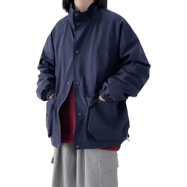 半空山 美式复古潮牌工装机能风立领休闲纯色大口袋山系户外运动日常通勤防风防泼水百搭基础款飞行员教练夹克 男女同款