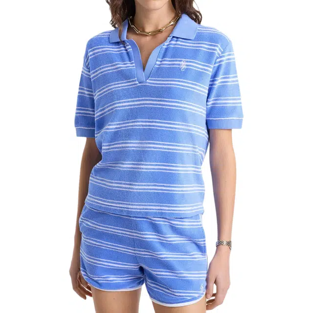 SPORTY RICH SS25 Juniper striped Polo