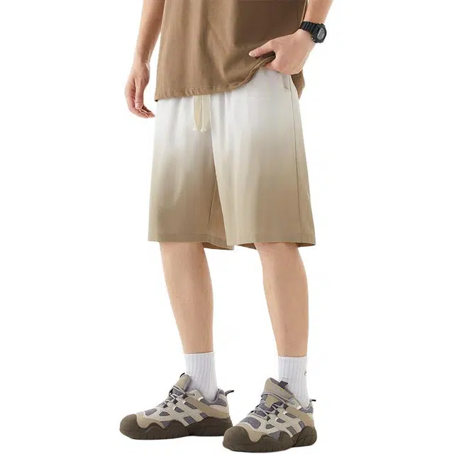 稻草人 男生夏季美式渐变男装运动冰感薄款大码宽松篮球健身五分裤休闲短裤 男女同款