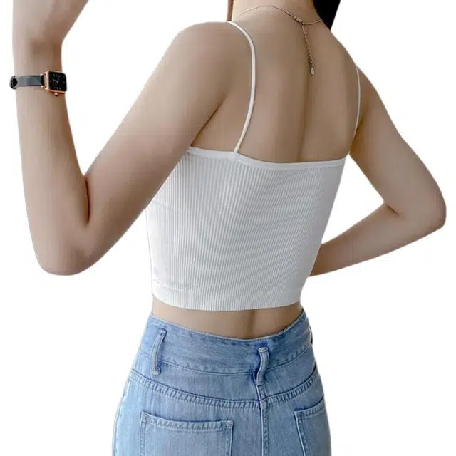新世家族 带胸垫美背吊带女内搭抹胸外穿性感韩系风格短款上衣露脐修身舒适显瘦柔软优雅背心 女款