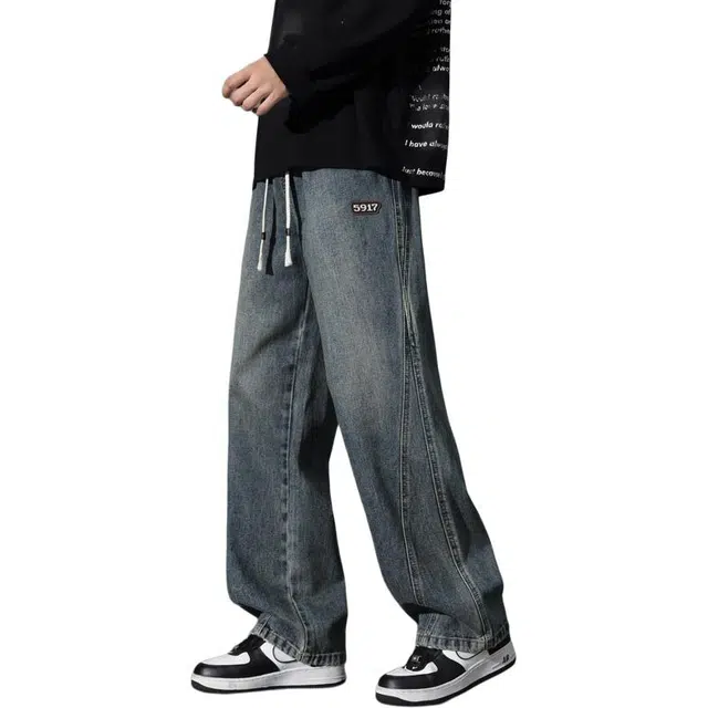 海尔斯 美式复古宽松直筒百搭时尚简约牛仔裤 男款