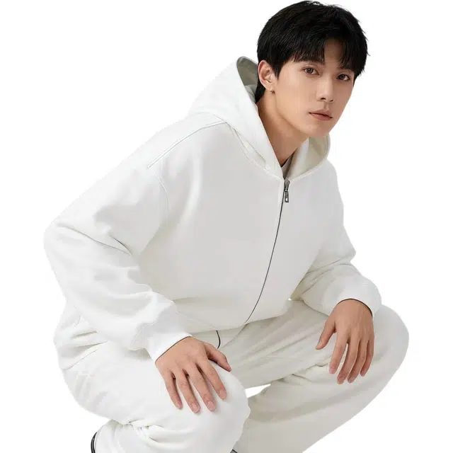 华夏儿女 美式学院风纯色宽松连帽拉链开衫长袖 柔软舒适适合多场景穿搭卫衣 男女同款