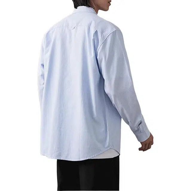 纯团 纯棉条纹衬衣外套秋季高级感盐系简约百搭美式休闲通勤长袖衬衫 男女同款